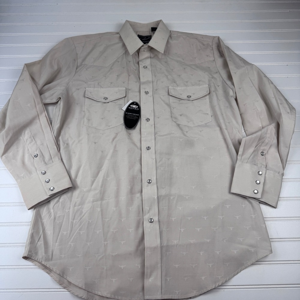 NEW Roper Men's Large Pearl Snap Button Up Western Texas Long Horn